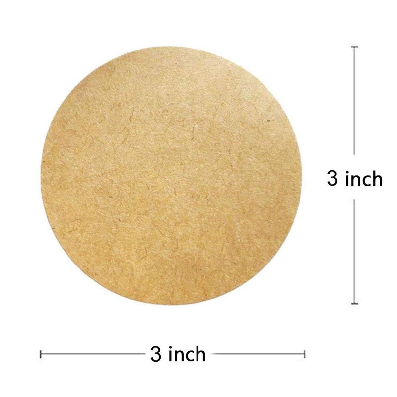 Remarkable Large Size 3" Natural Circle Kraft Paper Dots Labels Large Size Round Brown Adhesive Stickers-Seal Sticker-Gift Label-Adhesive Dot-300 Labels Per Roll (3 inches 1 roll) - Image 3